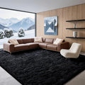 8x10 Area Rugs for Living Room Bedroom, Soft Fluffy Shaggy Bedside Rug, Indoor Floor Carpet for Kids Playroom, Dorms, Nursery Rooms, Home Decor (Black 8'x10')