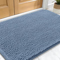 OLANLY Dog Door Mat for Muddy Paws 32x20, Absorbs Moisture and Dirt, Absorbent Non-Slip Washable Doormat, Quick Dry Chenille Mud Mat for Dogs, Entry Indoor Entryway Carpet for Inside Floor, Airy Blue