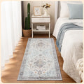 Istana Hallway Runner Rug 2x6 - Blue Kitchen Rugs Non Slip Washable -Silk's Soft Touch Carpet Runner - Stylish Rug for Home