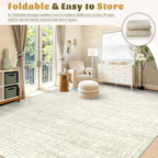 6x9 Area Rugs for Living Room, Washable Large Area Rug Neutral Modern Abstract Bedroom Rug Soft Non Slip Low Pile Stain Resistant Indoor Carpet for Nursery Kids Dining Room Office(Beige, 6'x9')