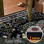 5x7 Area Rugs Living Room Rug: Vintage Washable Rug Floral Soft Carpet Indoor Floor Non-Slip Boho Stain Resistant Large Carpets for Bedroom Kids Nursery Dining Room Farmhouse Home Office Black