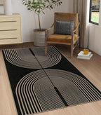 Easy Jute Rainbow Area Rug, 3x5 Black Indoor Outdoor Entryway Rug Washable Non-Slip Modern Boho Kitchen Rugs, Farmhouse Abstract Throw Carpet for Living Room Patio Kids Room