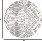 Antep Rugs Palafito 5x5 Geometric Shag Diamond High-Low Pile Textured Indoor Area Rug (Gray, 5'3" Round)