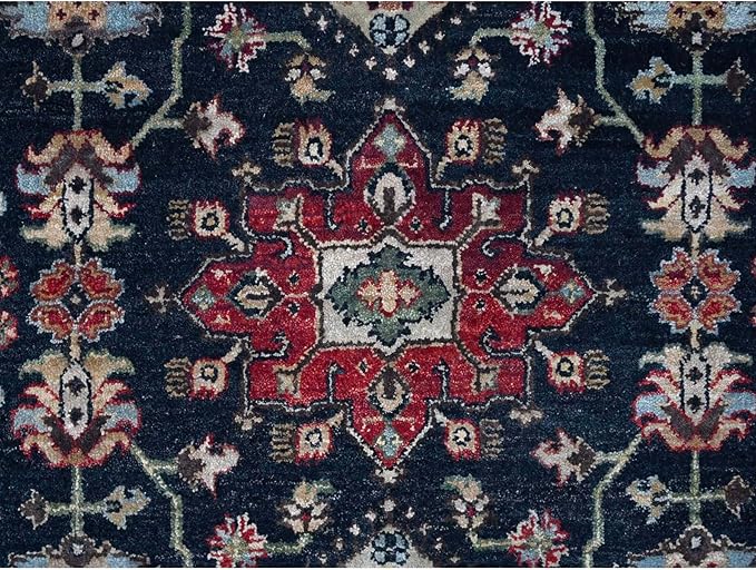Power Black Hand Knotted All Over Pattern Pure Wool Round Oriental Rug (10'x10')