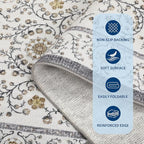GarveeHome Boho 8x10 Area Rugs for Living Room, Floral Vintage Rugs for Bedroom with Soft Low Pile, Non Slip Stain Resistant Washable Rug 8x10 for Dining Room Grey Large Carpet for Office Playroom