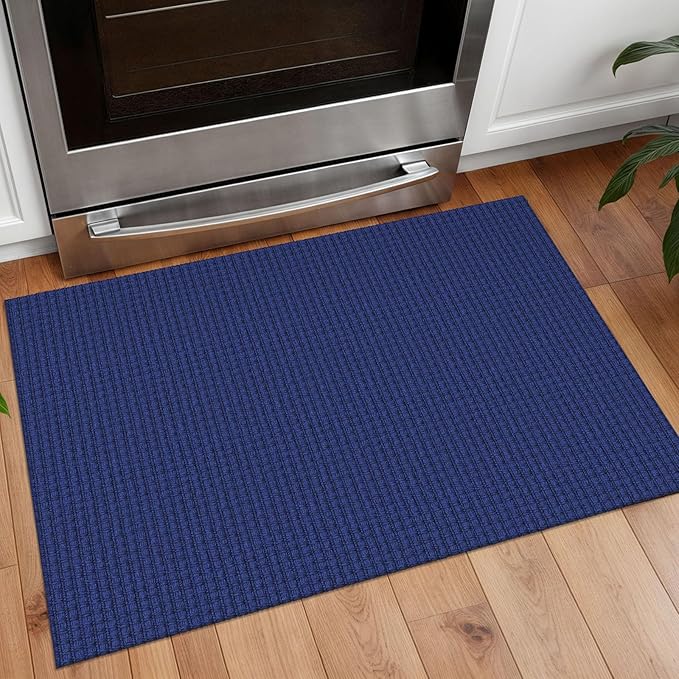 Small Braided Rugs 2x3 Ft Area Rugs for Entryway Washable Rug Throw Rugs Rubber Backed Cotton Woven Door Mat Indoor Entrance Front Door Rugs for Foyer Bathroom Kitchen, Royal Blue/Navy