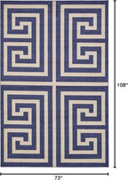 Unique Loom Athens Collection Classic Geometric Modern Border Design Area Rug (6' 0 x 9' 0 Rectangular, Navy Blue/ Beige)