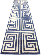 Unique Loom Athens Collection Classic Geometric Modern Border Design Area Rug (2' 7 x 10' 0 Runner, Navy Blue/ Beige)