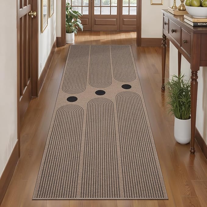 Tangsoo Rainbow Easy Jute Rug 2x6 Washable Kitchen Runner for Hallways,Non-Slip Thin Farmhouse Carpet Modern Indoor Outdoor Runner Door Mat for Porch Laundry Bedroom Entryway