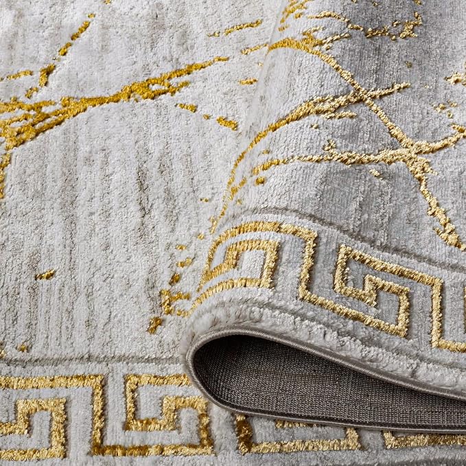 GLORY RUGS Area Rugs Marble 4x5 Cream Gold Carpet Modern Abstract Rug Living Room Dining Bedroom Rug