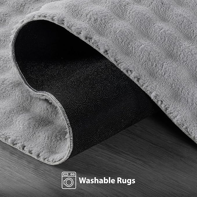 CAMILSON Modern Gray Non Slip Door Mat Rug 2x3 Ultra Soft High Pile Entryway Rugs Non Skid Rubber Backing Durable & Easy to Clean Carpet for Kitchen Bathroom Indoor Use (2 x 3 Gray)