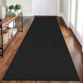 Braided Runner Rug 2.6x8 Ft Washable Runners for Hallways Non Slip Rubber Backed Kitchen Runners Cotton Entryway Runner Indoor, Woven Floor Carpet for Hall Kitchen Bedroom, Black/Grey