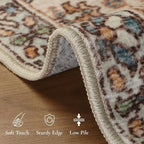 GENIMO 6x9 Area Rugs for Living Room, Machine Washable Low Pile Rugs, Chenille Non Alip Vintage Rug for Bedroom, Dining Room, Home Office, Beige Cream