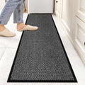 8FT Jute Runner Rug for Hallways Non Slip, Rubber Backed Long Laundry Room Mat Hall Rug Runner Carpet Non Skid, Black