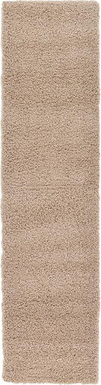 Unique Loom Solid Shag Collection Area Rug (2' 7" x 10' Runner, Taupe)