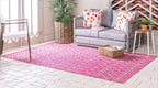 Unique Loom Outdoor Trellis Collection Area Rug - Tribal Trellis (4' 1" x 6' 1" Rectangle, Fuschia/ Gray)