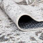 Bloom Rugs Washable Non-Slip 6' x 9' Rug - Tan/Brown/Blue Modern Floral Area Rug for Living Room, Bedroom, Dining Room, and Kitchen - Exact Size: 6' x 9'