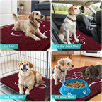 OLANLY Dog Door Mat for Muddy Paws 40x32, Paw Print Design, Absorbs Moisture and Dirt, Absorbent Non-Slip Washable Doormat, Quick Dry Chenille Mud Mat for Dogs, Entry Indoor Entryway Carpet, Burgundy