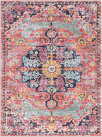 Lahome Area Rugs 9x12 Rugs for Living Room,Large Bedroom Dining Room Rug,Boho Vintage Soft Non-Slip Non-Shedding Low Pile Printed Indoor Carpet for Nursery Kids Home Office(9x12ft,Fuchsia)