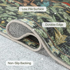 Bavni Boho Floral Kitchen Runner Rug 2x6, Washable Non Slip Thin Carpet for Hallway Bathroom Laundry Room, Ultra Soft Botanical Runner for Entryway, Modern Indoor Floor Decor, Emerald Green