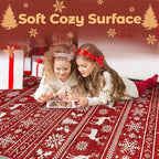 Christmas Rug 8x10 Washable Rugs, Boho Christmas Tree Snowflake Rug Non-Slip Soft Low Pile Non Shedding Indoor Holiday Decor Carpet for Living Room Bedroom Dining Room Home Office (Xmas Red, 8'x10')