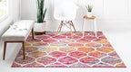 Rugs.com Lattice Frieze Collection Rug – 3' Square Multi Medium Rug Perfect for Living Rooms, Kitchens, Entryways