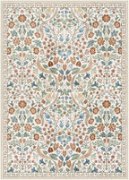 Lahome Floral 5x7 Beige Bedroom Rug, Non-Slip Washable Area Rugs for Nursery, Botanical Soft Boho Carpet Floor Mats for Kids, Playroom, Living Room