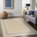 Beverly Rug Non Slip Area Rugs 3x5 Modern Bordered Non Skid Rubber Backing Soft Area Rug for Living Dining Room Easy to Clean Non Shedding Kitchen Bedroom Indoor Carpet 3 x 5 Beige