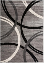 Rugshop Wavy Circles Design Area Rug, Fade-Resistant Carpet for Kitchen, Entryway, or Office, Gray, 3'3" x 5'