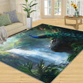 Peacock Rugs for Bedroom - 5x8 Rug, Peacock Decor Area Rugs for Living Room, Natural Landscapes Carpet, Waterfall Washable Area Mat, Aesthetics Carpet - Peafowl Home Decor & Gifts