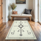 GLN Rugs Contemporary Collection - Machine Washable Area Rug, Contemporary Washable, Non Slip, Low Pile Chenille Rug, Living Room, Bedroom, Kitchen Rug (2'6" x 7' Cream/Anthracite)