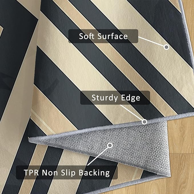 Modern Geometric Rug, Washable 3x5 Rug for Living Room, Herringbone Chevron Patterned Indoor Carpet, Modern Geometric Decor for Home, Bedroom, Soft Non Slip Thin Design FER74