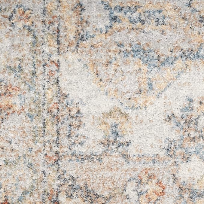 Nourison Home Astra Machine Washable Grey Multicolor 2' x 6' Area Rug - Easy Clean, Non Shedding, Bed Room, Living Room, Dining Room, Kitchen (6' Runner)