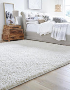 Unique Loom Solid Shag Collection Area Rug (5' 1" Square, Snow White)