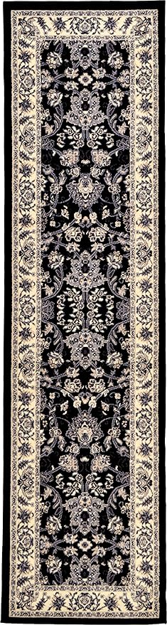 Unique Loom Sialk Hill Collection Area Rug - Washington (2' 7" x 10' Runner Black/Gray)