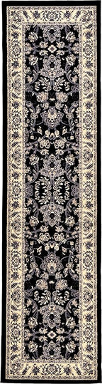 Unique Loom Sialk Hill Collection Area Rug - Washington (2' 7" x 10' Runner Black/Gray)