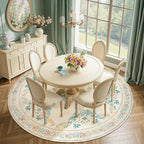 jinchan Round Rug 8ft Area Rug Vintage Floral Distressed Design Machine Washable Soft Non-Slip Low-Pile Ultra-Thin Circle Rug for Living Room Dining Room Bedroom Home Office (8' Round, Apricot Multi)