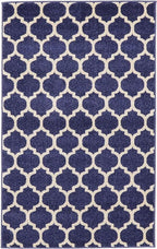 Rugs.com Lattice Collection Rug – 3' x 5' Dark Blue Medium Rug Perfect for Entryways, Kitchens, Breakfast Nooks, Accent Pieces
