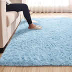 Beglad Fluffy Area Rugs 3 x 5 Feet, Modern Minimalist Style Shag Rugs, Non-Slip Indoor Carpet Soft Rugs for Bedroom, Living Room, Cobalt Blue