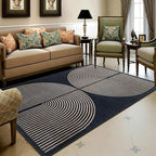 Modern Rainbow Area Rug 5x7 Black Cozy Soft Stain Resistant Non-Slip Non-Shedding Washable Rug, Farmhouse Rug for Living Room Dining Room Bedroom Balcony