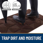 OLANLY Door Mats Indoor, Non-Slip, Absorbent, Dirt Resist, Entrance Washable Mat, Low-Profile Inside Entry Doormat for Entryway (30x17 inches, Dark Brown)