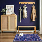 Entryway Rug 2X3 Small Rugs: Floral Washable Door Mat Vintage Soft Low Pile Non-Slip Kitchen Rugs Stain Resistant Indoor Throw Rug for Entrance, Bedroom, Kitchen, Laundry, Bathroom Blue
