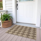 Easy Jute Checkered Entryway Rug, 2x3 Brown Modern Indoor Outdoor Doormat, Washable Non-Slip Neutral Small Kitchen Rug Farmhouse Diamond Throw Rugs for Entrance Bedroom Bathroom