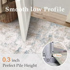 10x12 Area Rug Beige Blue Abstract Living Room Bedroom Washable Carpet Neutral Modern Non Slip Soft Low Pile Large Throw Rug for Dining Room Kitchen Office