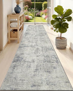 DEXI Hallway Runner Rug 3x10, Modern Abstract Non Slip Thin Soft Runners Carpet, Stain Resistant Washable Indoor Rug for Hallway Entryway Kitchen Laundry Room Living Room, Blue
