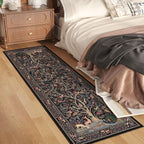 Rugcomf Runner Rug 2x6 Vibrant Tree of Life-Patterned Vintage Kitchen Rugs Non Slip Washable Soft Carpet Runner for Laundry Bedroom Bathroom, Black