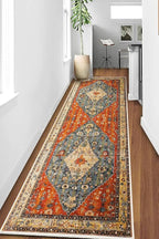 COMSLE Boho Runner Rug, 2' x 8' Washable Rugs for Hallway Faux Wool Small Kitchen Area Rug Distressed Throw Rug Non-Slip Laundry Room Rug Carpet Runner for Entryway Indoor Bedroom