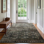 4x6 Area Rug for Bedroom Machine Washable, Non Slip Vintage Floral Kitchen Rugs for Dining Room, Rustic Indoor Floor Carpet for Kids Room, Playroom, Farmhouse(Dark Green/Brown/Multi)