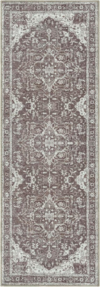 Bloom Rugs Washable Non-Slip 10 ft Runner - Dark Brown Traditional Medallion Runner for Entryway, Hallway, Bathroom, and Kitchen - Exact Size: 2.5' x 10'