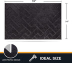 PURRUGS Dirt Trapping Door Mat 34" x 59", Non-Slip Machine Washable Entry Rug, Shoe Scraper, Dog Doormat, Super Absorbent Welcome Mat for Front & Back Door, Muddy Wet Shoes & Paws, Black